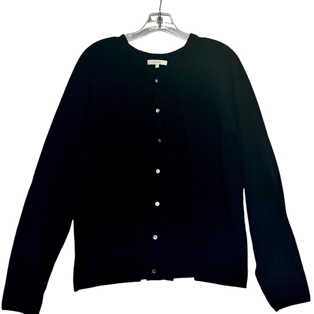 Vince 100% Cashmere Cardigan Women’s 3X Black Button Front Luxury Sweater NEW